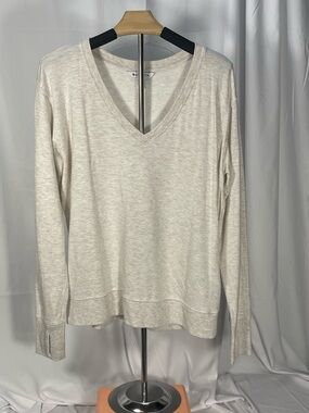 Athleta Lightweight Plunge V-Neck Long Sleeve Top in Oatmeal. Crazy soft & silky